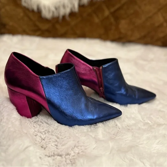 Jeffrey Campbell Size 8 EUC Pink Blue Metallic Heel Booties Worn Twice - Picture 9 of 9